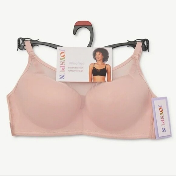 NWT 2-pk Womens Sz S Joyspun Cooling Mesh Wirefree Bra Lightly Padded Pink Black - Picture 2 of 8